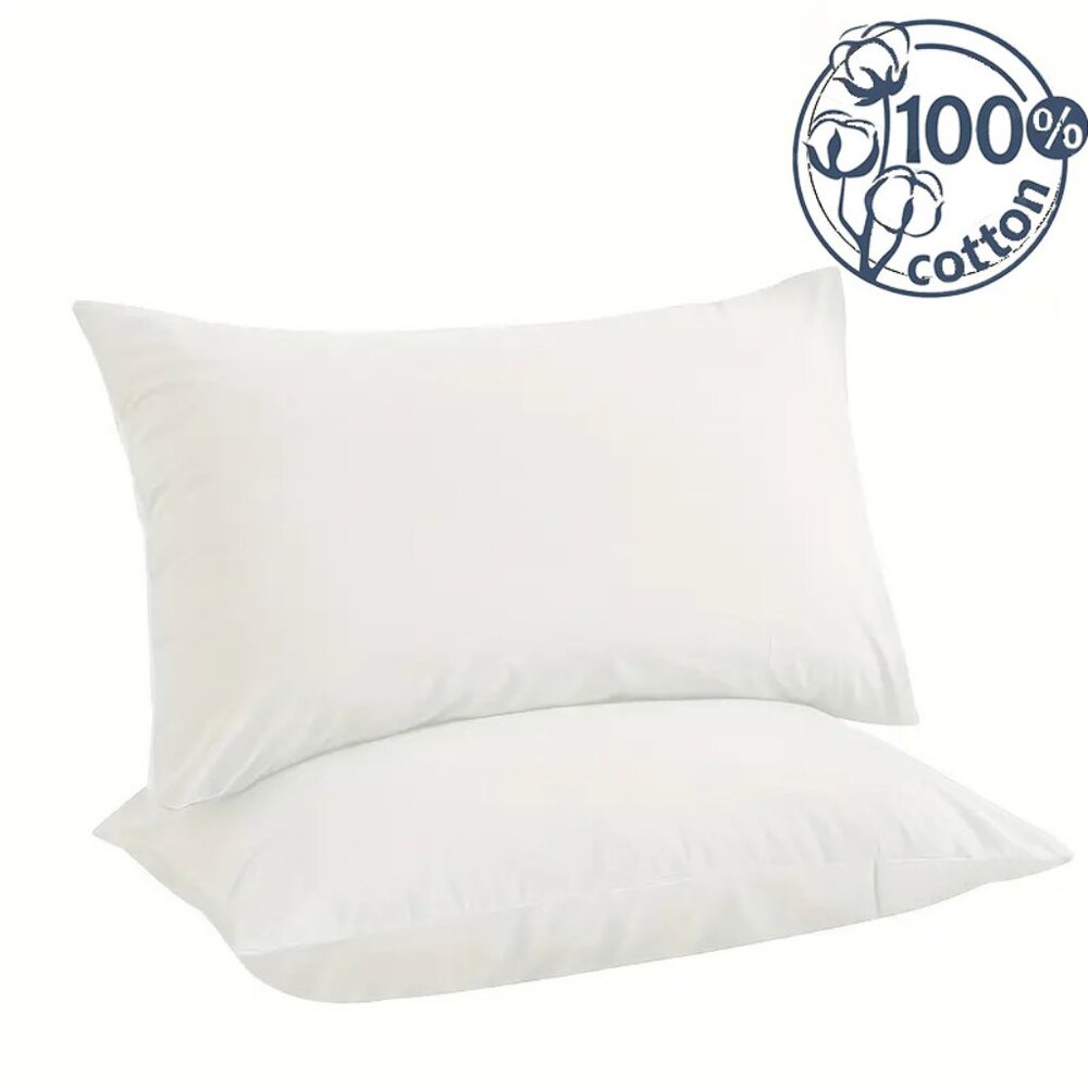 2-Pack Solid Color 100% Cotton Pillowcases, for Home Use